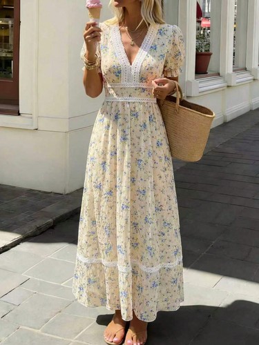 Romantisches langes damenkleid - romantisches,